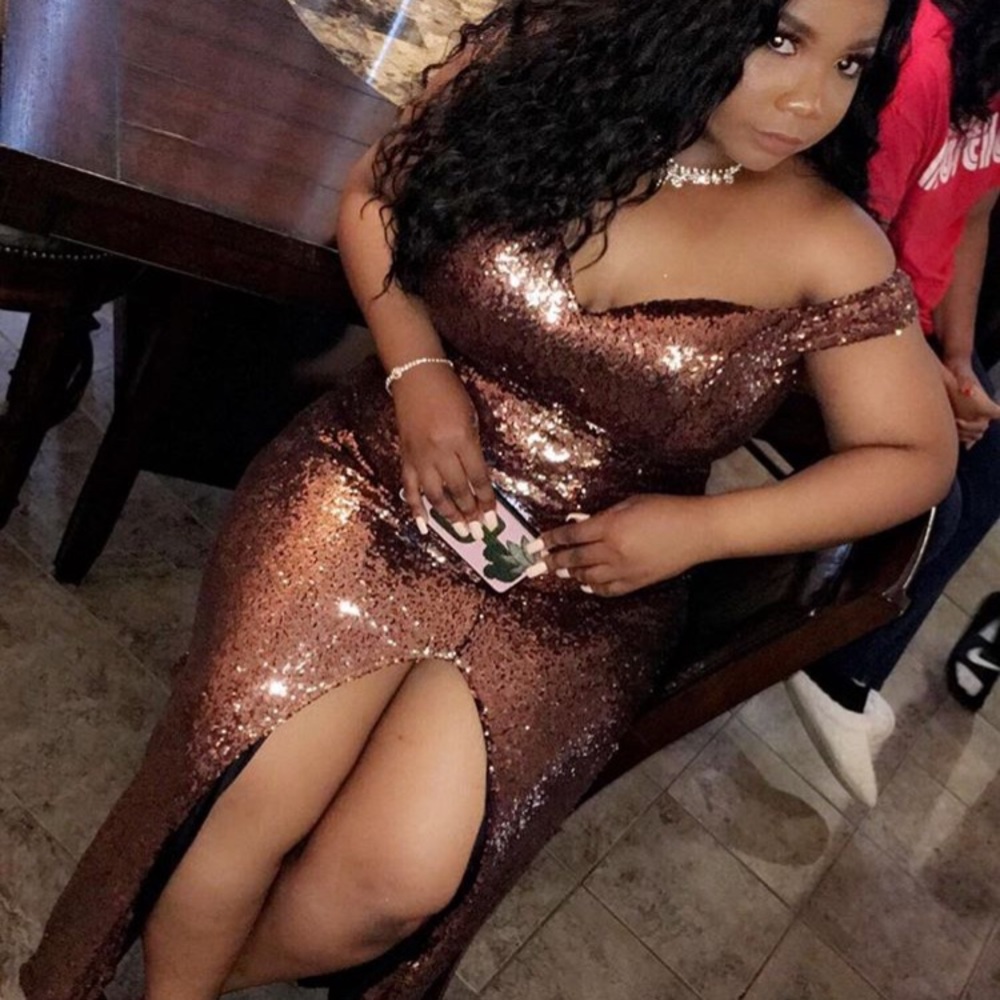 ROSE GOLD SEQUIN PROM DRESS !!!